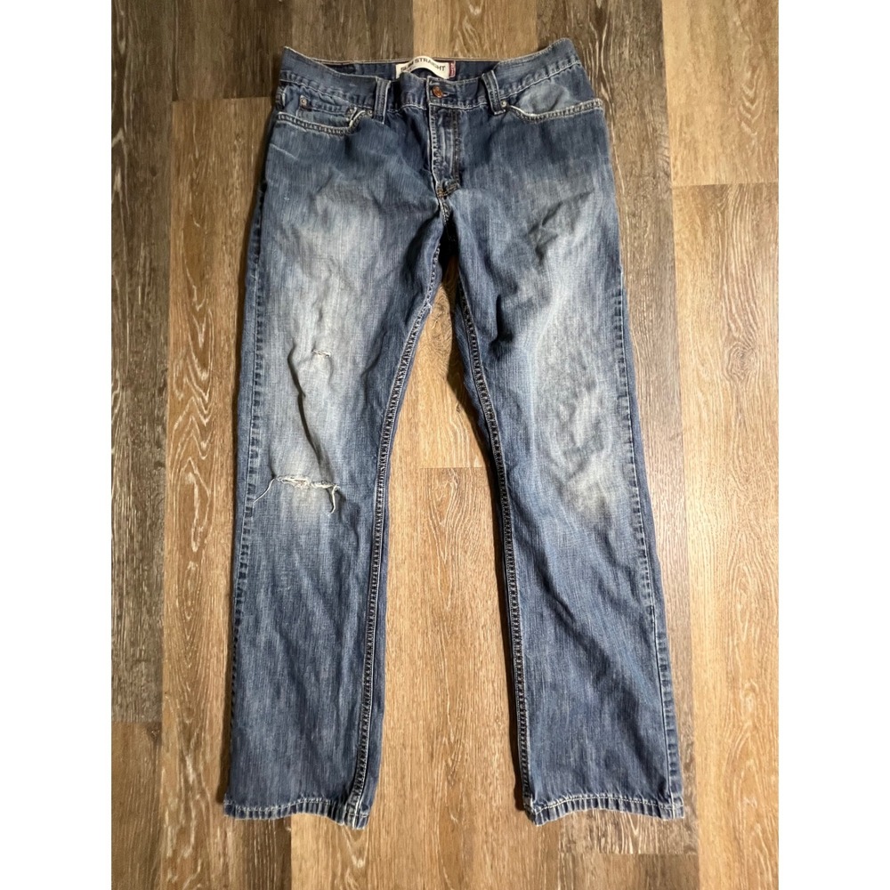Levi's Jeans Mens 34x32 Blue 514 Slim Straight Distressed‎ Denim Pants 2934